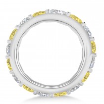 Yellow & White Diamond Eternity Wedding Band 14k White Gold (4.20ct)