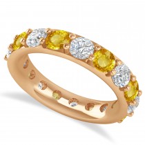 Diamond & Yellow Sapphire Eternity Wedding Band 14k Rose Gold (4.20ct)