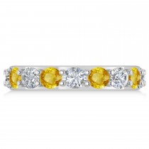 Diamond & Yellow Sapphire Eternity Wedding Band 14k White Gold (4.20ct)