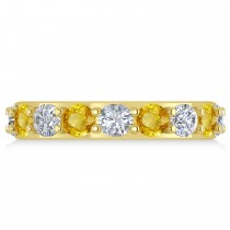 Diamond & Yellow Sapphire Eternity Wedding Band 14k Yellow Gold (4.20ct)