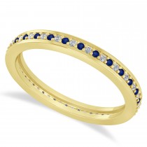 Diamond & Blue Sapphire Eternity Wedding Band 14k Yellow Gold (0.28ct)