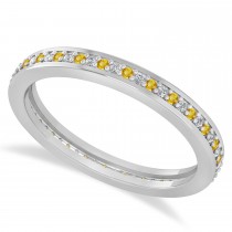 Diamond & Yellow Sapphire Eternity Wedding Band 14k White Gold (0.28ct)