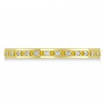 Diamond & Yellow Sapphire Eternity Wedding Band 14k Yellow Gold (0.28ct)