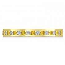 Diamond & Yellow Sapphire Eternity Wedding Band 14k Yellow Gold (0.59ct)