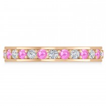 Diamond & Pink Sapphire Eternity Wedding Band 14k Rose Gold (1.08ct)