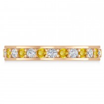 Diamond & Yellow Sapphire Eternity Wedding Band 14k Rose Gold (1.08ct)