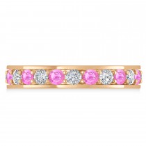 Diamond & Pink Sapphire Eternity Wedding Band 14k Rose Gold (1.44ct)
