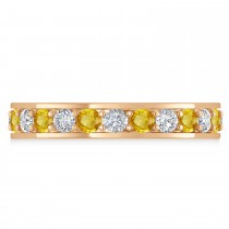 Diamond & Yellow Sapphire Eternity Wedding Band 14k Rose Gold (1.44ct)