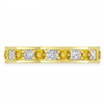 Diamond & Yellow Sapphire Eternity Wedding Band 14k Yellow Gold (1.44ct)