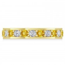 Diamond & Yellow Sapphire Eternity Wedding Band 14k Yellow Gold (1.61ct)