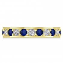 Diamond & Blue Sapphire Eternity Wedding Band 14k Yellow Gold (1.76ct)