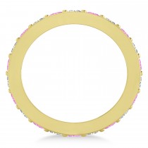 Diamond & Pink Sapphire Eternity Wedding Band 14k Yellow Gold (1.76ct)