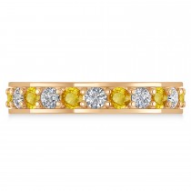 Diamond & Yellow Sapphire Eternity Wedding Band 14k Rose Gold (1.76ct)
