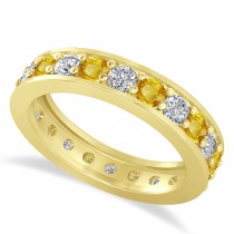 Diamond & Yellow Sapphire Eternity Wedding Band 14k Yellow Gold (1.76ct)