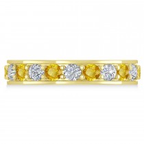 Diamond & Yellow Sapphire Eternity Wedding Band 14k Yellow Gold (2.10ct)