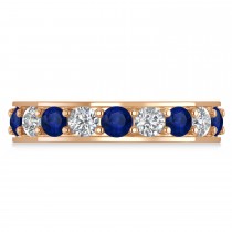 Diamond & Blue Sapphire Eternity Wedding Band 14k Rose Gold (2.85ct)