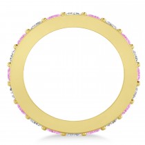 Diamond & Pink Sapphire Eternity Wedding Band 14k Yellow Gold (2.85ct)