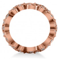 Diamond Floral Anniversary Ring Band 14k Rose Gold (1.23ct)