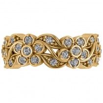 Diamond Floral Anniversary Ring Band 14k Yellow Gold (1.23ct)
