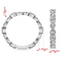 Diamond Swirl Milgrain Wedding Band Ring 14K White Gold (0.30ct)
