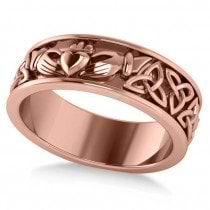 Claddagh & Celtic Knot Eternity Wedding Band 14k Rose Gold