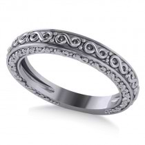 Infinity Design Etched Wedding Band 14k White Gold