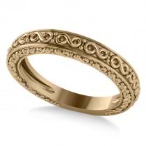 Infinity Design Etched Wedding Band 14k Yellow Gold
