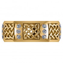 Celtic Diamond Wedding Ring Band 14k Yellow Gold (0.24ct)