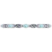 Diamond & Aquamarine Marquise Wedding Ring Band 14k White Gold (0.74ct)