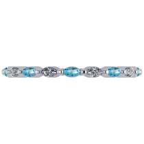 Diamond & Blue Topaz Marquise Wedding Ring Band 14k White Gold (0.74ct)