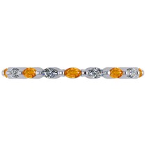 Diamond & Citrine Marquise Wedding Ring Band 14k White Gold (0.74ct)