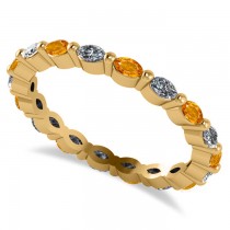 Diamond & Citrine Marquise Wedding Ring Band 14k Yellow Gold (0.74ct)