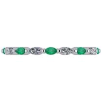 Diamond & Emerald Marquise Wedding Ring Band 14k White Gold (0.74ct)