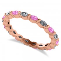 Diamond & Pink Sapphire Marquise Wedding Ring Band 14k Rose Gold (0.74ct)