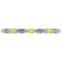 Yellow Diamond & Diamond Wedding Ring Band 14k White Gold (0.74ct)