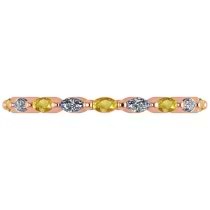 Diamond & Yellow Sapphire Marquise Wedding Ring Band 14k Rose Gold (0.74ct)
