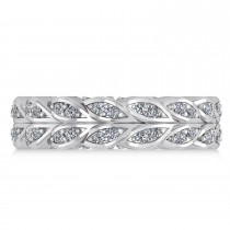 Diamond Leaf Wedding Ring Band 14k White Gold (0.60ct)