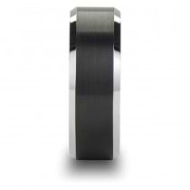 Beveled Edge with Black Brushed Carbide Tungsten Wedding Band (6mm)