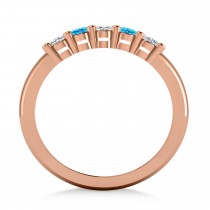 Oval Diamond & Blue Topaz Five Stone Ring 14k Rose Gold (1.00ct)