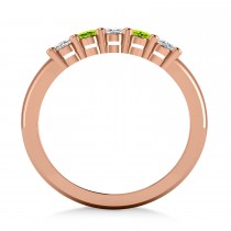 Oval Diamond & Peridot Five Stone Ring 14k Rose Gold (1.00ct)