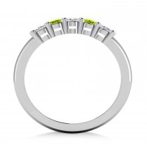 Oval Diamond & Peridot Five Stone Ring 14k White Gold (1.00ct)