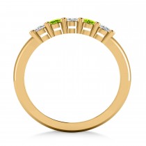 Oval Diamond & Peridot Five Stone Ring 14k Yellow Gold (1.00ct)