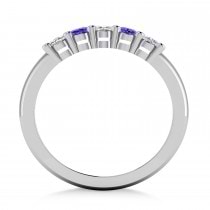 Oval Diamond & Tanzanite Five Stone Ring 14k White Gold (1.00ct)