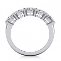 Oval Diamond Five Stone Wedding Band 14k White Gold (5.00ct)