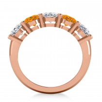 Oval Diamond & Citrine Five Stone Ring 14k Rose Gold (4.70ct)