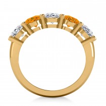 Oval Diamond & Citrine Five Stone Ring 14k Yellow Gold (4.70ct)