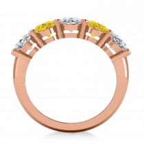 Oval Diamond & Yellow Sapphire Five Stone Ring 14k Rose Gold (5.00ct)
