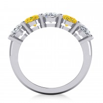 Oval Diamond & Yellow Sapphire Five Stone Ring 14k White Gold (5.00ct)