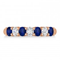 Oval Diamond & Blue Sapphire Seven Stone Ring 14k Rose Gold (1.40ct)