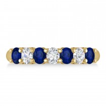 Oval Diamond & Blue Sapphire Seven Stone Ring 14k Yellow Gold (1.40ct)